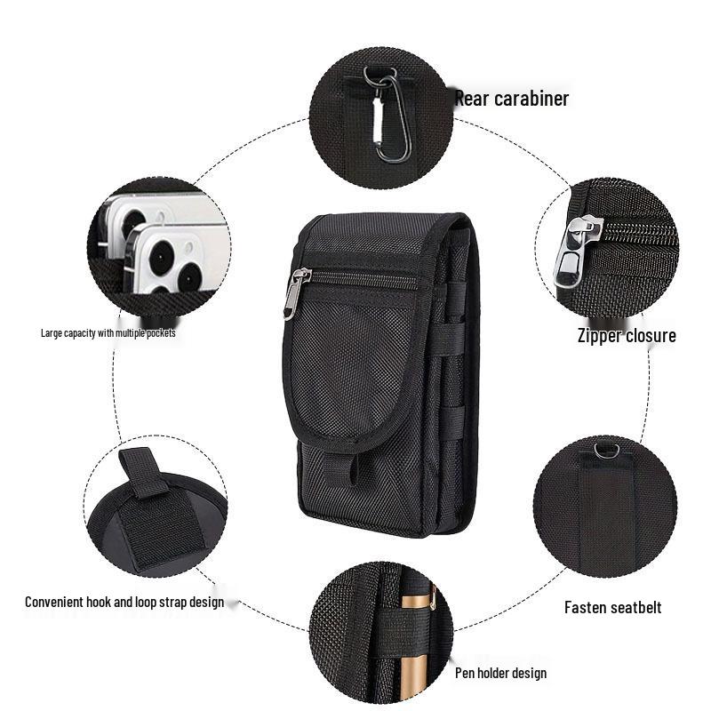 Bolsa de Cintura Masculina para Celular de 6,3" com Tampa Flip - Bolsa de Cinto Casual para Meia-Idade e Idosos