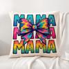 Leopard print with bow mama Cushion Cover Natural Linen Organic Fabric DoubleSided Printing Sofa Home Decor Gift Pillow Cover