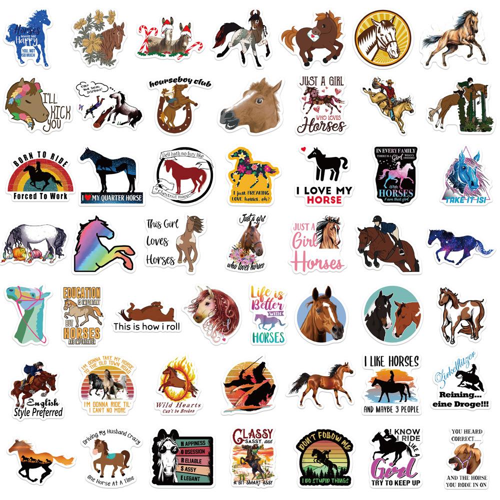 50 Cartoon Horse Riding Stickers Personalized Decorative Suitcase Notebook Guitar Waterproof Removable Stickers