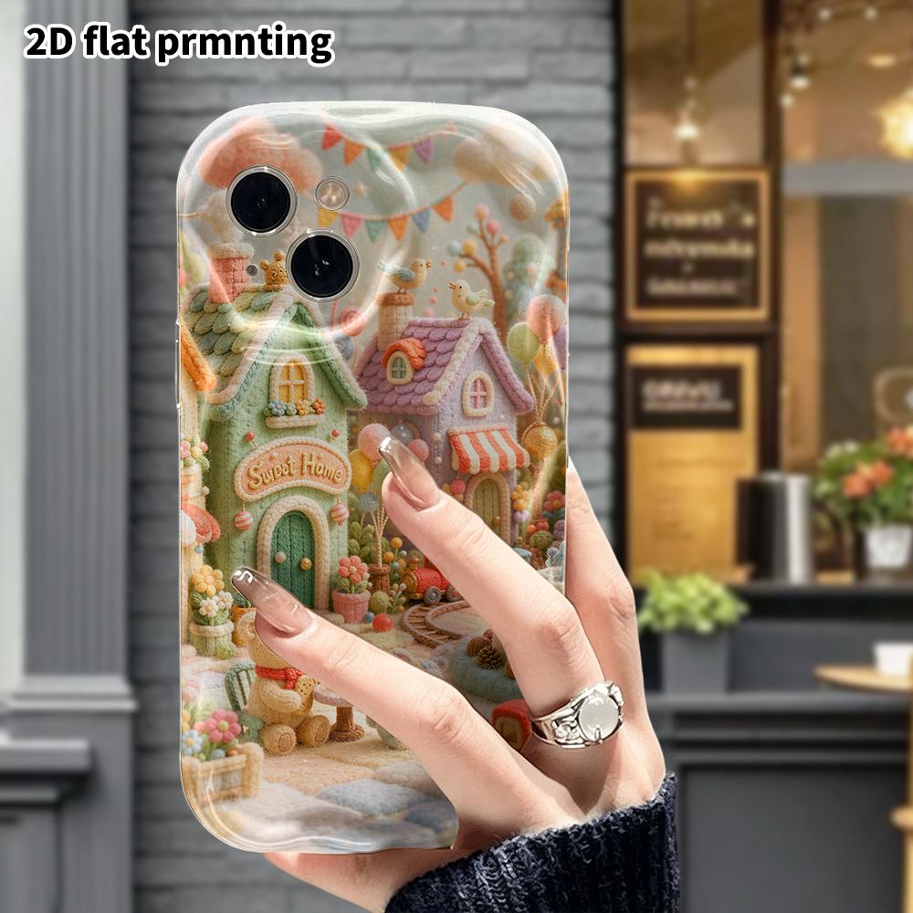 Phone Case: 2D flat, suitable for iPhone 18, 17, 16, 15, 14, 13, 12Pro protective case, small town streets, perfect Christmas and Halloween holiday gi