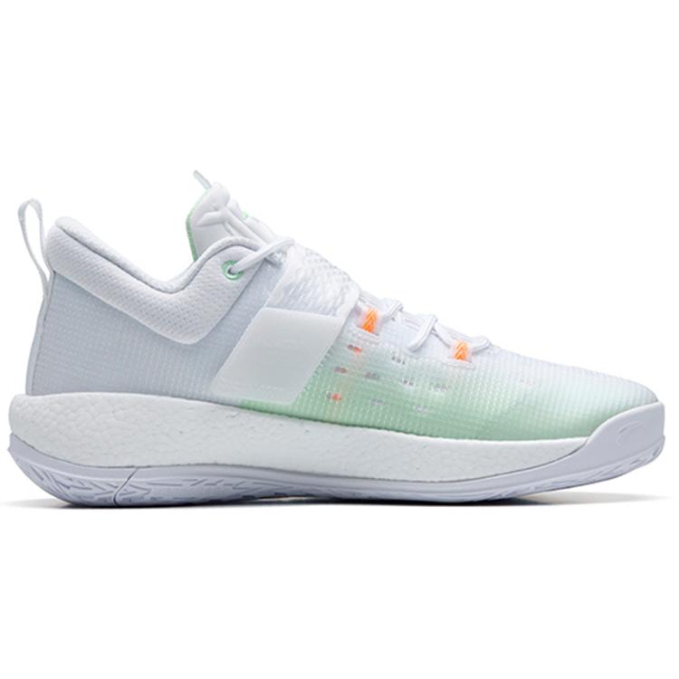 New Anta Hengsao4 Cushioning Anti Slip Wear Resistant Breathable Lightweight Rebound Low Top Basketball Shoes White Green 112231608-1