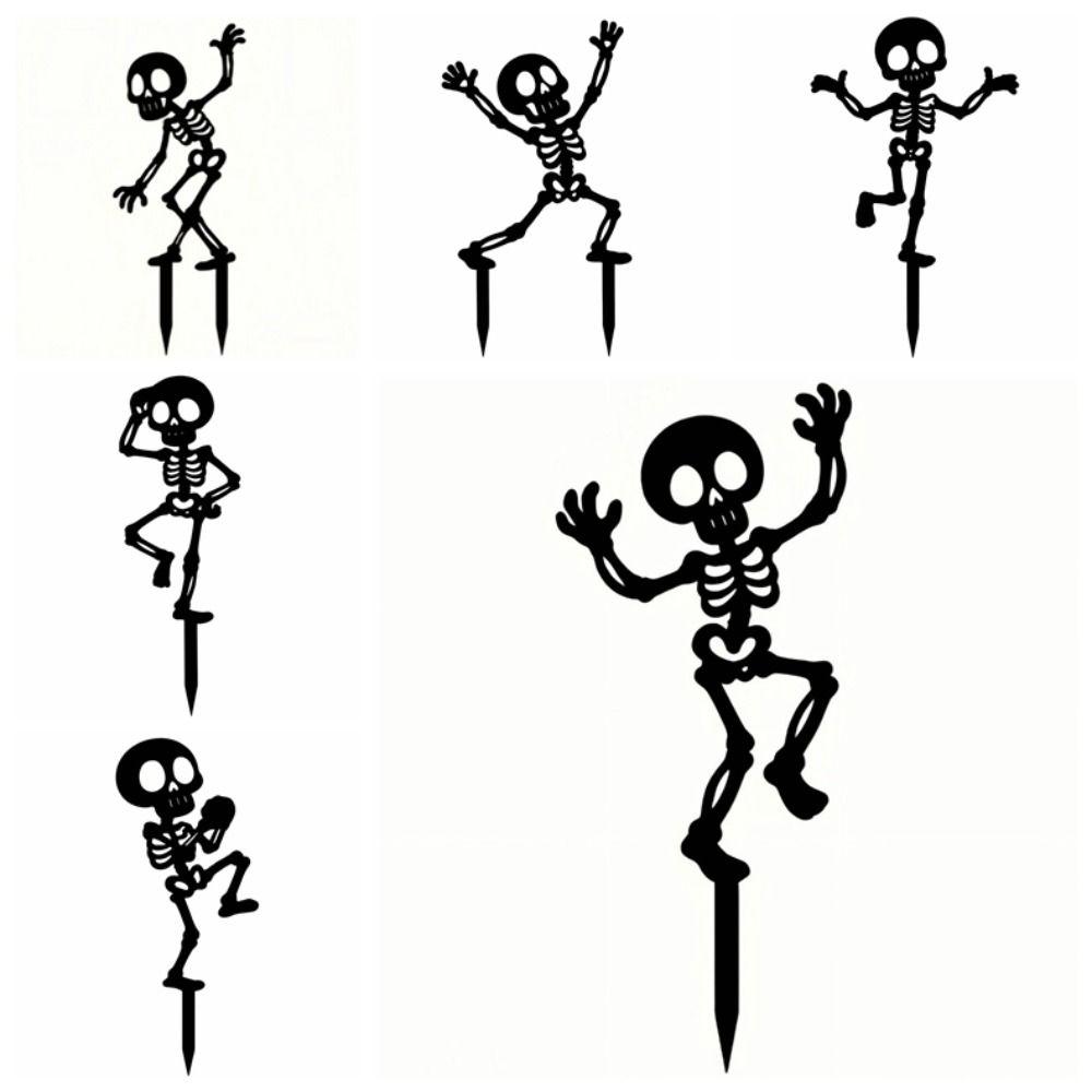 Dancing Skeleton Garden Stake Decorations Skull Humorous Art Stakes Garden Entry