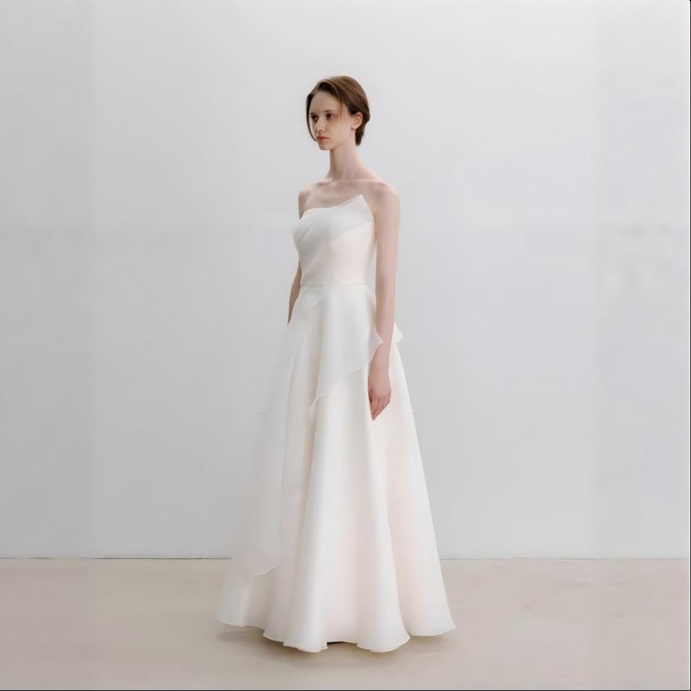 French Light Wedding Dress 1011 New Main Wedding Dress Tube Top Thin Niche Simple Mori Family Go Out Gauze Skirt
