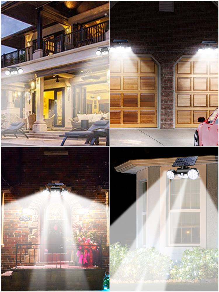 Solar Lamps Body Sensor Lights Garage Road Lights Outdoor Garden Lights Three Head Wall Lights