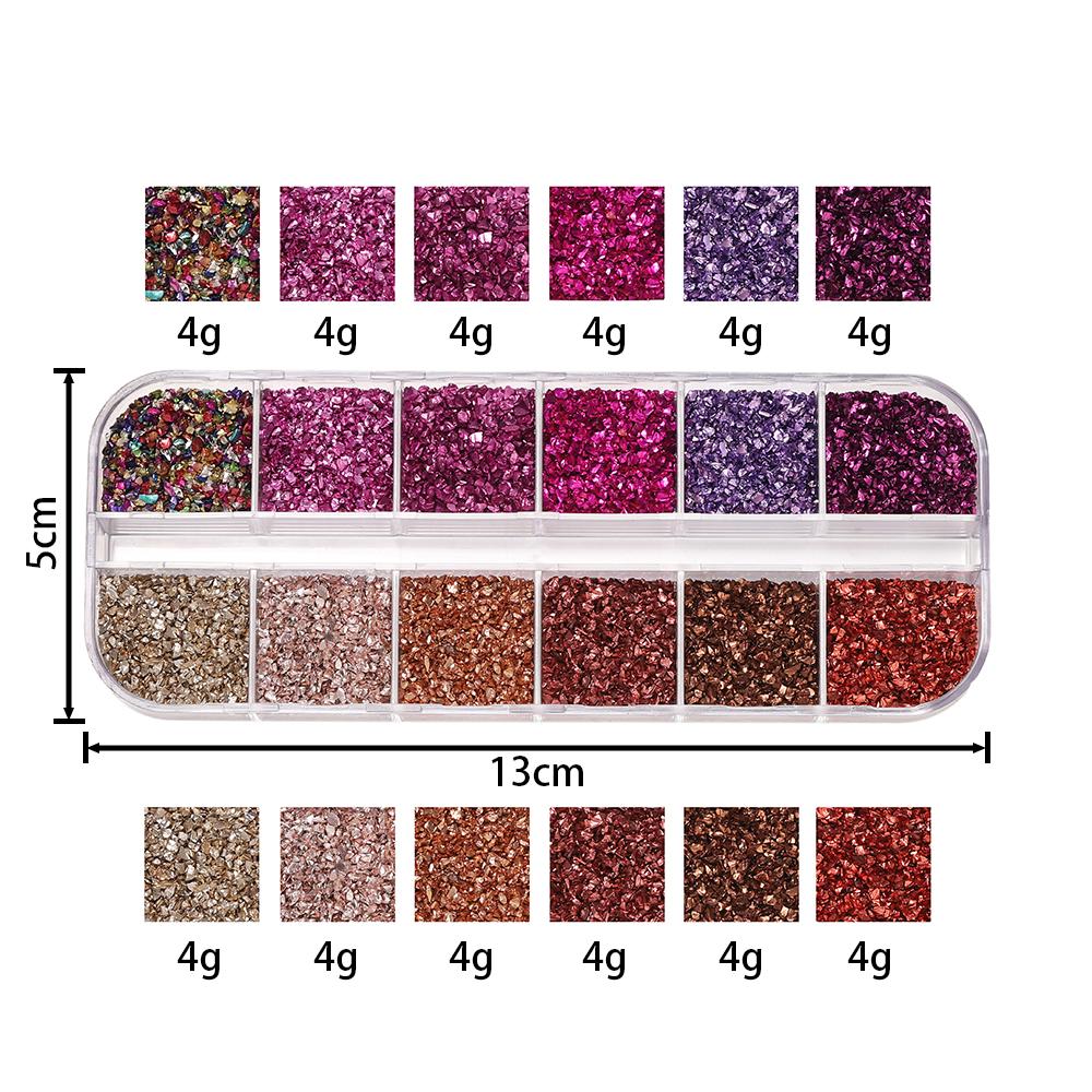 48Grams/Box 12 Colors  Crushed Glass Stones Resin Filling Irregular Broken Stone for DIY Epoxy Resin Mold Crafts Nail Art Decor