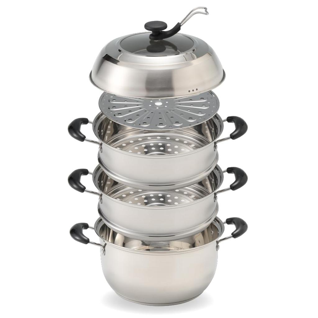 Commercial Kitchen Equipment Hist IH Compatible 3 Tier Steam Pot with Glass Pot Lid Stainless Steel Gas Fire Compatible Seiro Steamer Pot Lid