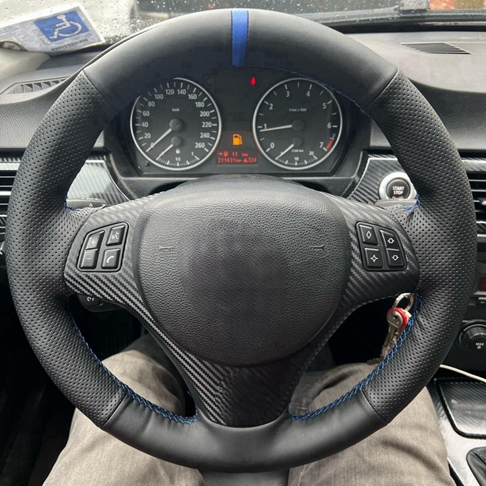 Customized Braid Car Steering Wheel Cover Anti-Slip Leather For BMW E87 E81 E82 E88 M Sport M3 E90 E91 E92 E93 Car Accessories