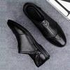 New Versatile Men's Leather Shoes Soft Sole Business Casual Doudou Shoes Work Security Dad Shoes