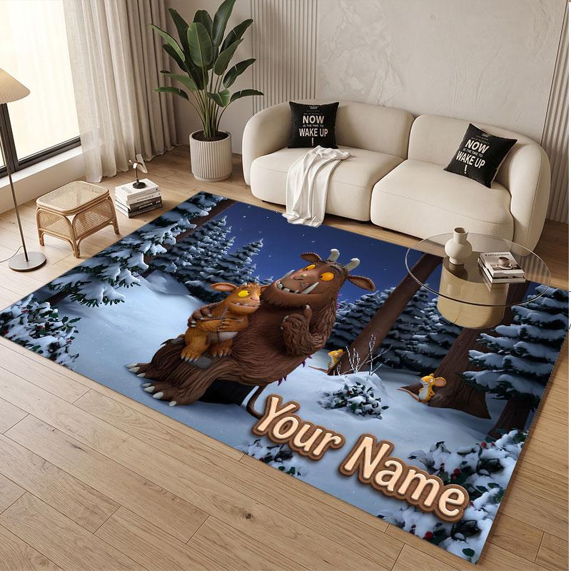 Tappeto in Cristallo Velluto con Testo Nome Personalizzato, Il Gruffalo Morbido Peluche Decorativo Antiscivolo Tappeto per Pavimento