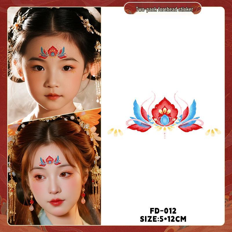 Dunhuang Glitter Face Stickers: Ancient Style Forehead & Eye Tattoos for Hanfu and Stage Performance