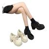 British style small leather shoes thick heels high heels new spring waterproof table heightening Mary Jane single shoes