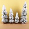 Handmade Flocked Cedar Tree Tower Shaped Mini Christmas Tree Elegant Mini Snow Pine Tree  New Year