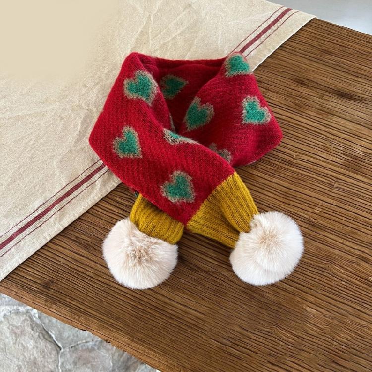 Children Knitted Scarf Soft and Warm Heart Pattern Neck Warmer Fashionable Autumn Winter Various Outfit Neck Gaiter