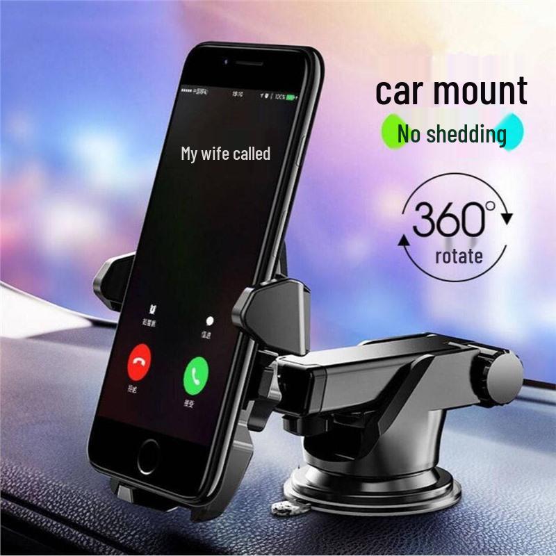 Retractable 360° Car Phone Holder with Suction Cup & Air Vent Mount