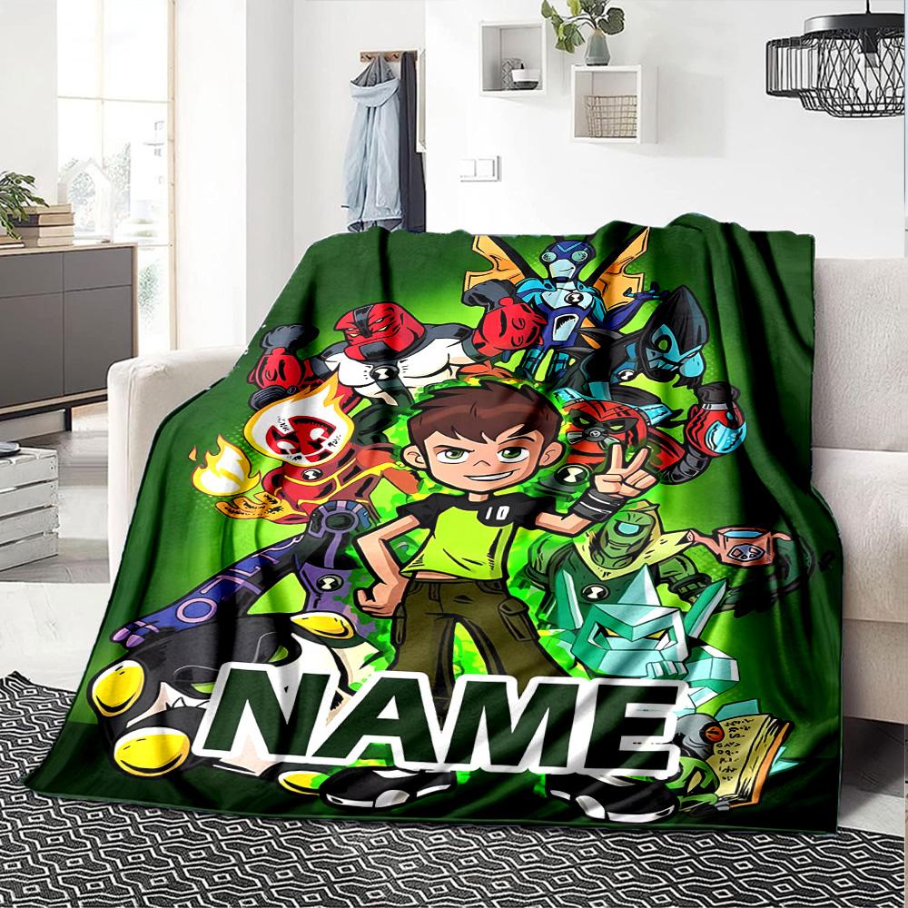 Customizable Ben10 Throw Blanket – Personalized Name, All-Season Cozy Snug Blanket, Machine Washable, Personalized Blanket