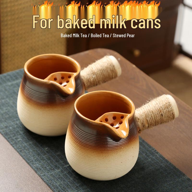 Fire-friendly Ceramic Tea Pot Set: Heat-resistant, perfect for roasting tea, boiling milk, and open flame cooking.