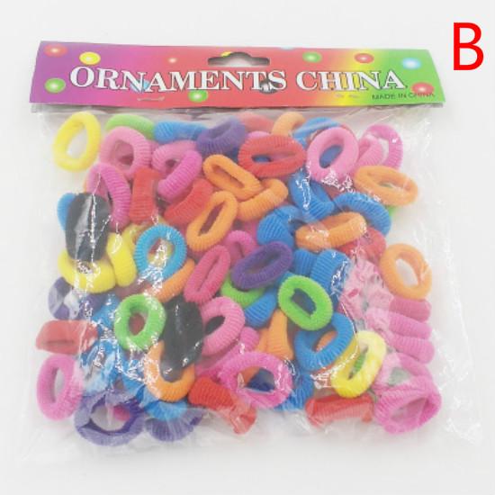 100Pcs Children Hair Rope Children Girls Scrunchie Ponytail Holder Band Multicolor Hair Tie Elastic