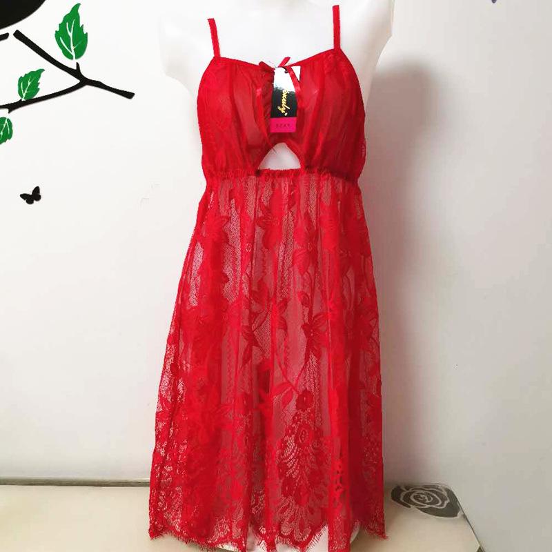 Women's Plus Size Sexy Lace Mesh Nightgown Lingerie