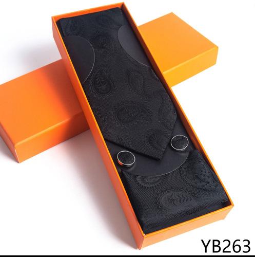 Herrenkrawatte mit quadratischer Manschette, Geschenkbox-Set, Business-Casual-Krawatte, Orange, Geschenkbox