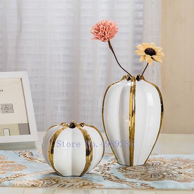 Kreativität Keramikvase Kürbisblütenblatt Handgefertigte Blumenarrangement Hydroponik Moderne Wohnkultur Zubehör Vasen