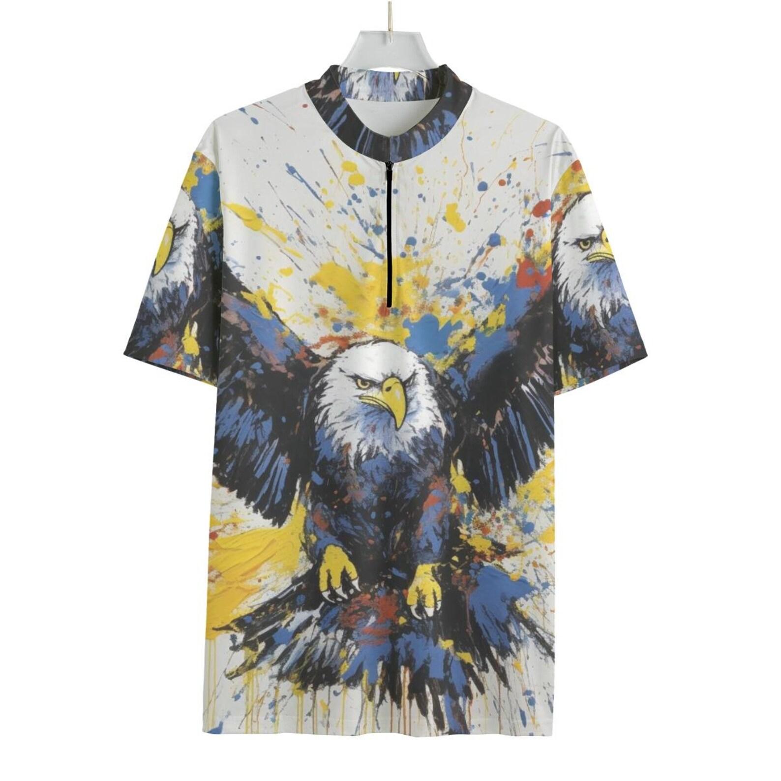 Eagle Cycling Jersey: Patriotic MTB Bike Shirt - Bold Splatter Art M