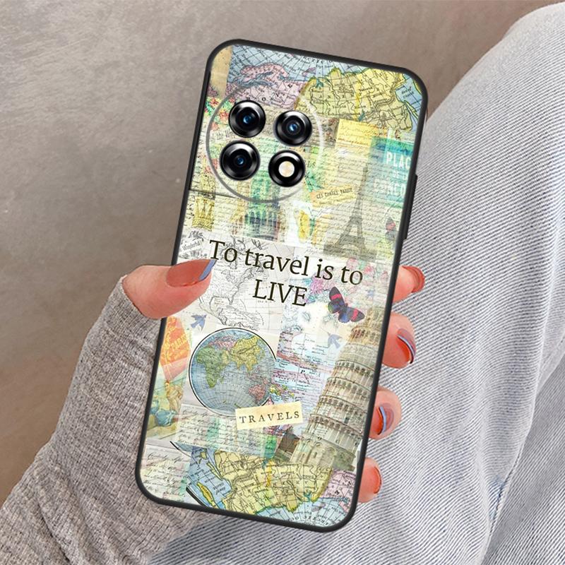 World Map Travel Cover For OnePlus Nord 4 3 CE 2 Lite N20 N10 N30 OnePlus 8T 10T 13 13R 12 12R 11 10 Pro Case
