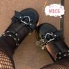 Fashion Gothic & Sweet Lolita Platform Heels | Heart - Buckle T - Strap Chunky Loafers for Lo - Girls