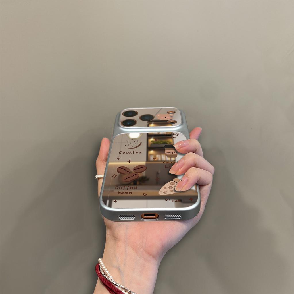 Coffee bear is suitable for iPhone17 mobile phone case 16/14pro Apple 13 Pro mirror 15promax new model.