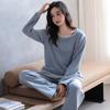Island Fleece Pajamas Women'S Autumn And Winter Coral Fleece Thin Fleece Long-Sleeved Casual Fake Two-Piece Set Head Loungewear Set