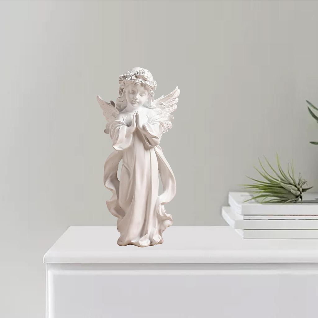 Cute Resin Praying Angel Figurine European Style Fairy Prayer Angel Shelf Sculpture Desktop Ornament Carving Crafts