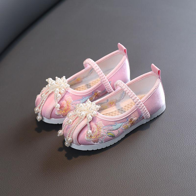 New girls embroidered shoes children's ancient shoes baby handmade cloth shoes Hanfu shoes performance shoes