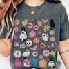 Comfort Colors Halloween Cats Shirt and kids tshirt: Retro Floral Ghosts Tee