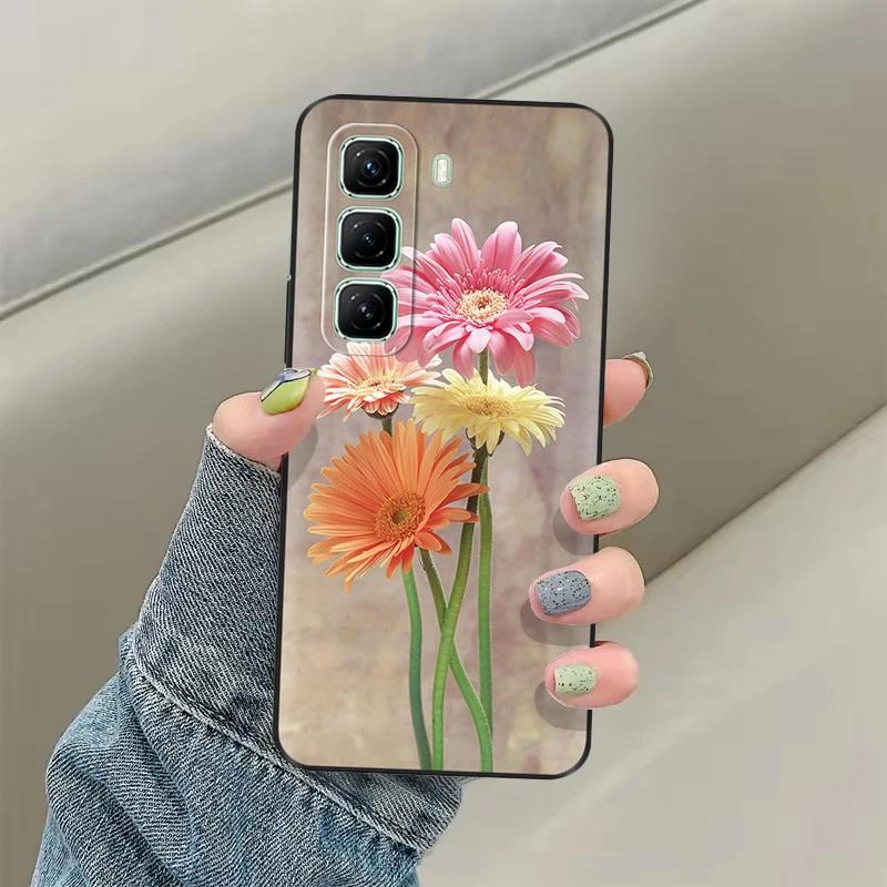 For Infinix Hot 50 5G Phone Case Heart Flower Soft Liquid Silicon Cover For Infinix Hot 50 Pro Plus Cases hot50 Protection Shell