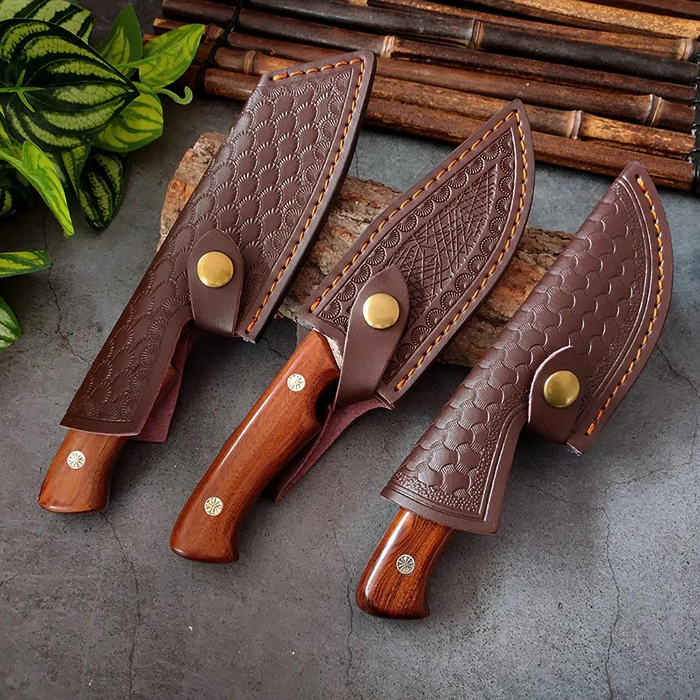 Boning Butcher Knife Fish Fruit Vegetables Kitcher Knives Wood Handle Utility Chef Knife Damascus Cleaver Knife Meat Slicing