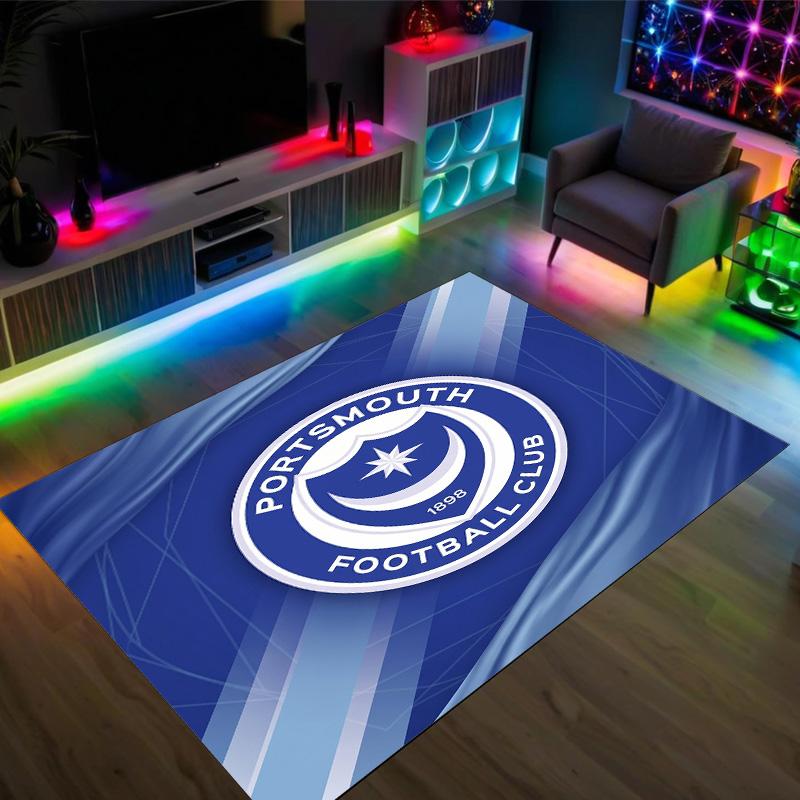 Portsmouth FC Design Crystal Velvet Carpet Cozy Non?Slip Printed Rug For Bedroom Living Room Entrance
