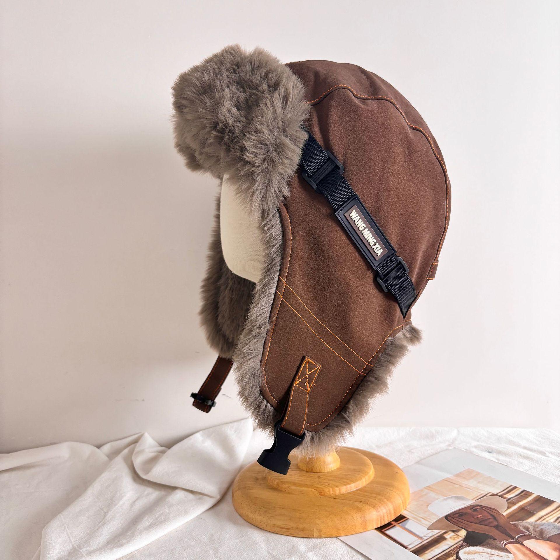 

Ретро утолщенная теплая плюшевая защитная шапка для ушей северо-восточная велосипедная лыжная пилотская шапка Tide мягкая кожаная шапка Lei Feng для мужчин и женщин M（56-58cm）