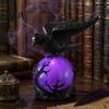 Whimsical Room Lighting Gothic Raven LED Ball Lamp, Mysterious Crow on Orb Sculpture, Decorative Resin Light Halloween Table Lamp for Bedside Bedroom