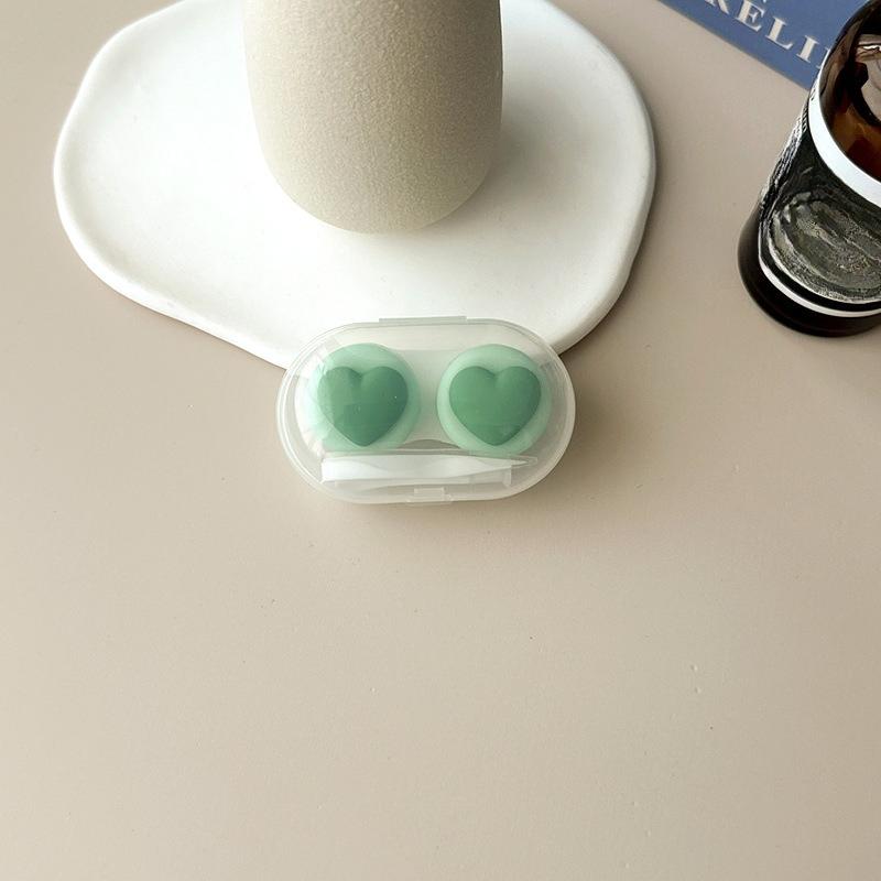 Heart Contact Lens Case with Tweezer Mini Cute Eyes Care Contact Lenses Container Box Travel Kits Eyewear Accessories Organizer