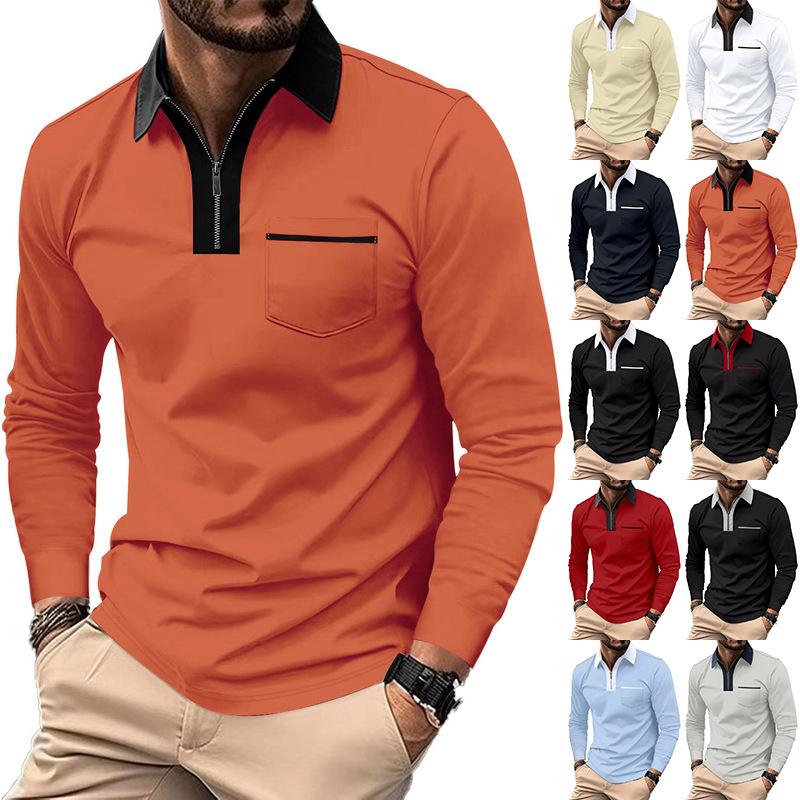 Autumn and Winter Casual Long-sleeved Men's Half-zip Slim Fit Versatile Lapel Bottoming Shirt