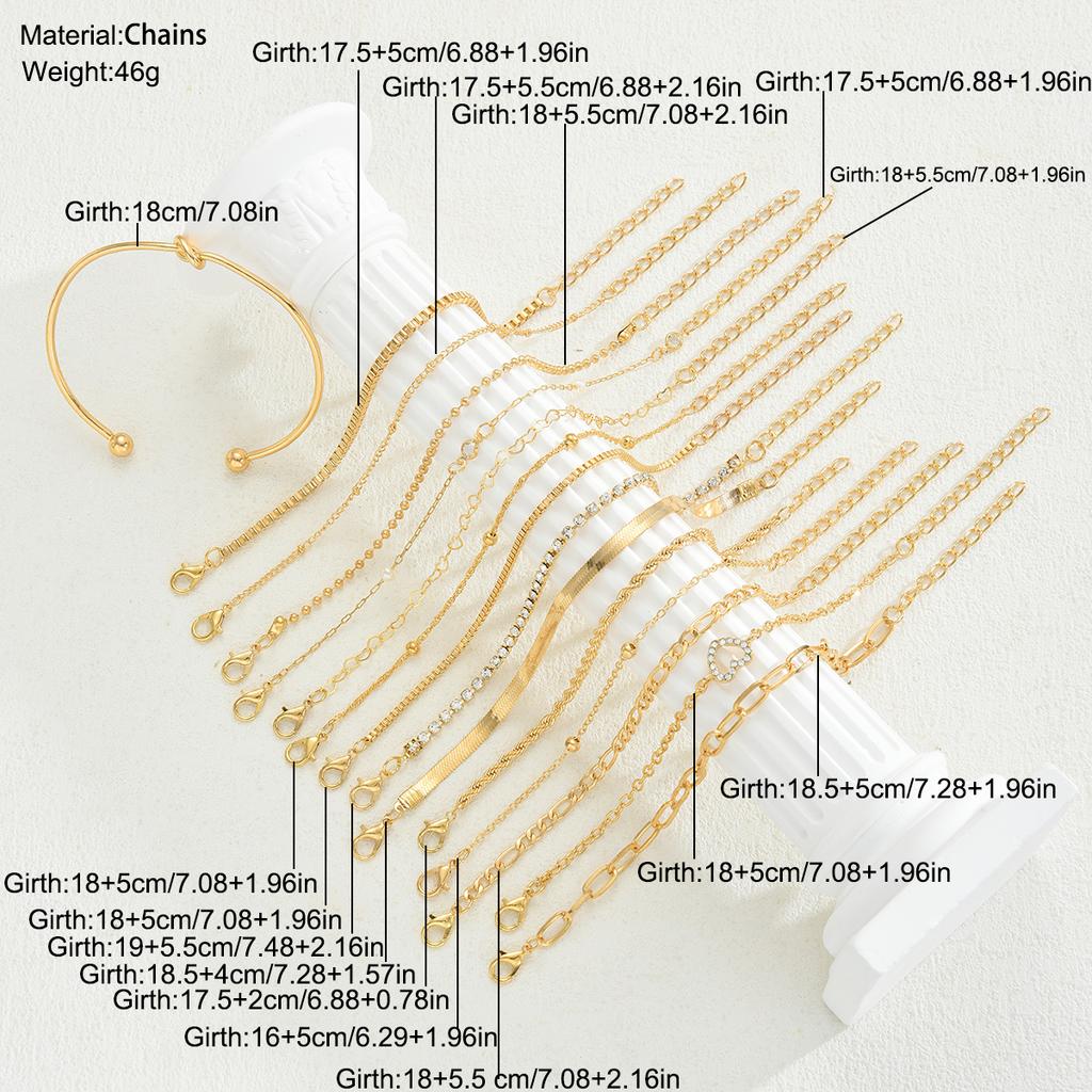 Mode Elegante Hart Zirconia Bedel Armband Sets voor Vrouwen Vintage Minimalistisch Multi-Element Gedraaide Ketting Metalen Armbanden Sieraden