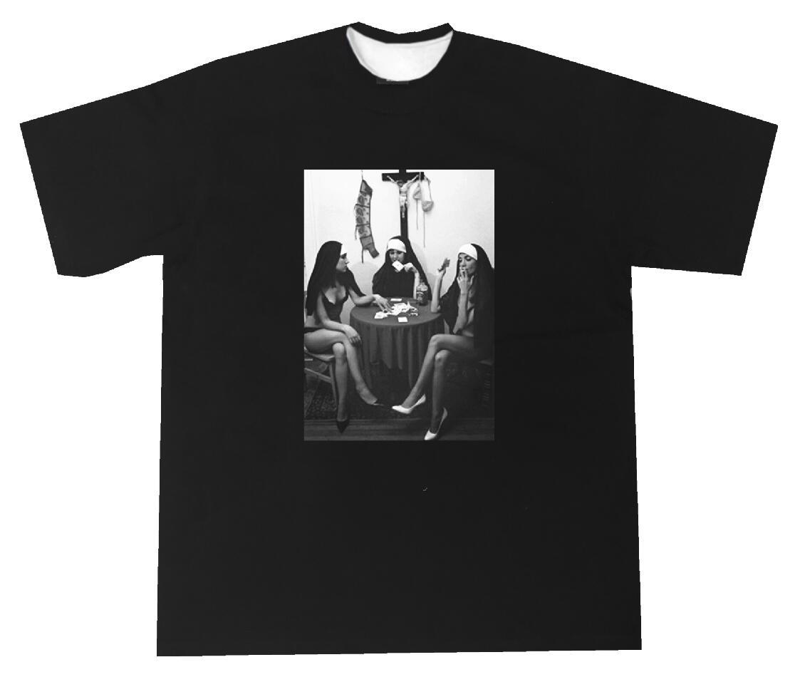 Сексуальная монахиня курит мужская футболка уличный хип-хоп ретро футболка нейтральная футболка ropa hombre с 3D-принтом быстросохнущий топ S