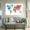 Modern Colorful World Map Poster Wall Art Print Minimalist Political Map Decor for Living Room Office Classroom Home Decoration Unframed