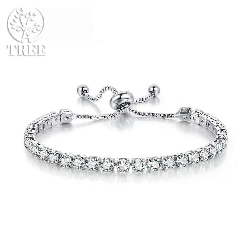 Edele 925 Sterling Zilveren Armband Ketting Luxe Kleur Kristal Hand Sieraden Voor Vrouwen Charme Bruiloft Cadeau Feest 18cm