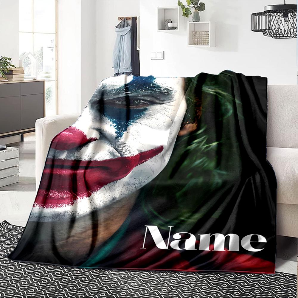 Customiz Name Personality Joker Blanket Soft &Warm Sofa Office Bed Travel Lunch Break Blanket, Gift Suitable All Seasons