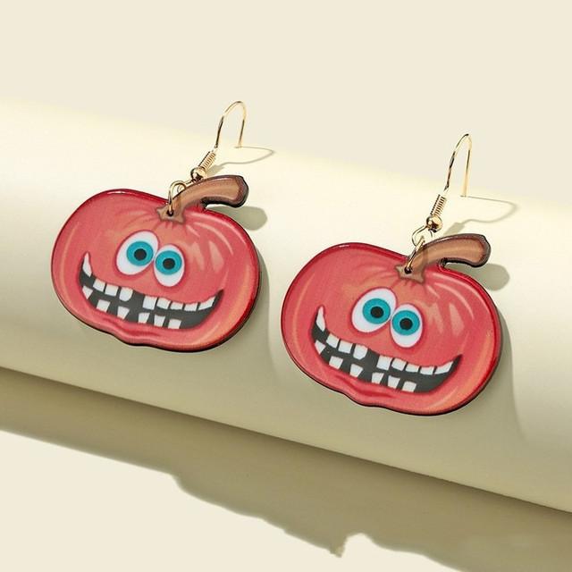 Halloween Women 'S Earrings Funny Cartoon Black Spider Black And White Ghost Skull Hand Pendant Earrings Ladies Cosplay Jewelry