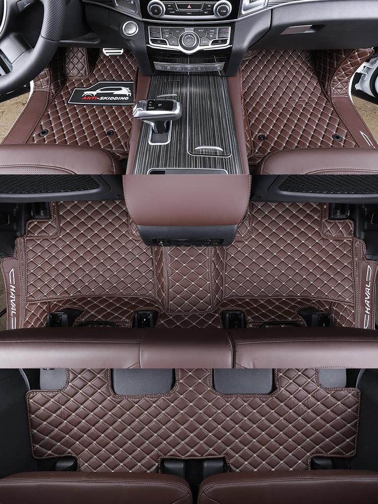 For GWM Haval H9 2017-2022 2021 Car Floor Mats Double Layer PU Leather Foot Pad Interior Floorliner Auto Accessories For LHD
