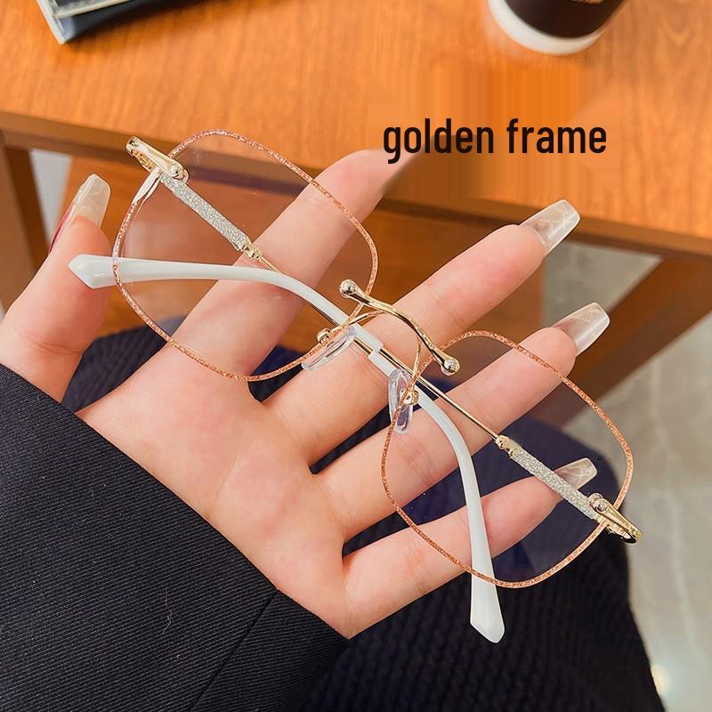 

Безрамочные очки Baby s Breath с защитой от синего света: Модная квадратная оправа румян для женщин 250 Degree