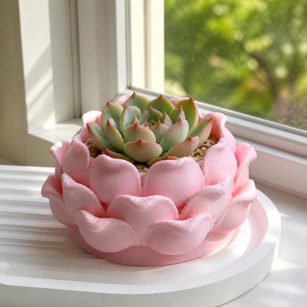 Lotus Shaped Succulent Plant Pot with Drainage Hole Flower Growing Pots Plastic Nursery Pots Yard