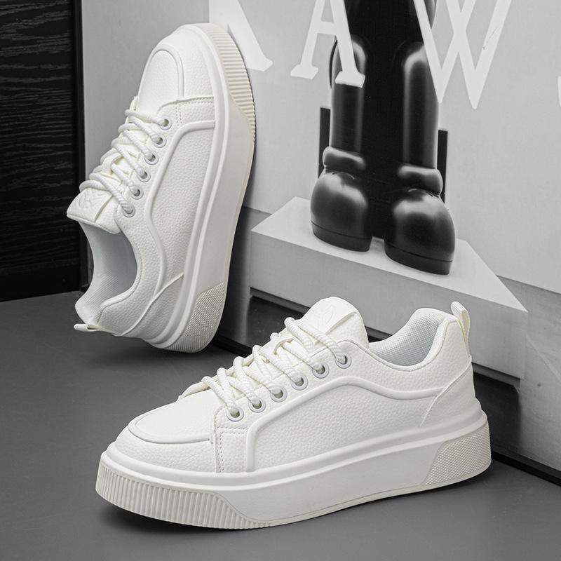 Winter new student sports and leisure leather thick-soled comfortable little white board shoes