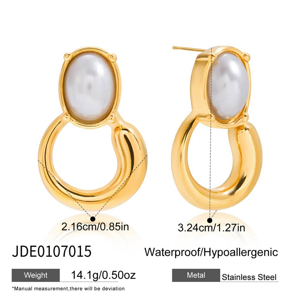 Youthway Elegant Imitation Pearl Earrings For Women Minimalist 18K Gold Plated Stainless Steel Earrings Fashion Jewelry Gift